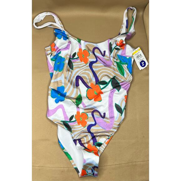 ASOS Design Scoop Back Sleek Swim Suit in Floral Swirl Print 8 NWT - Picture 5 of 6